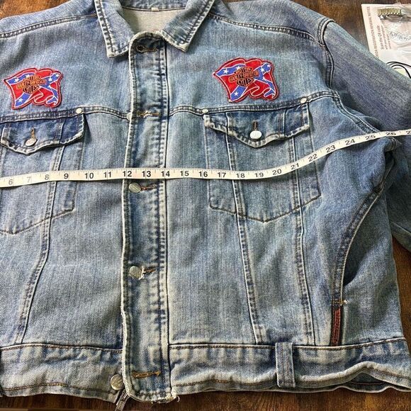 Vintage 1980s Harley Davidson Denim Jean Jacket XL Softail patches trucker embrd - Picture 10 of 11